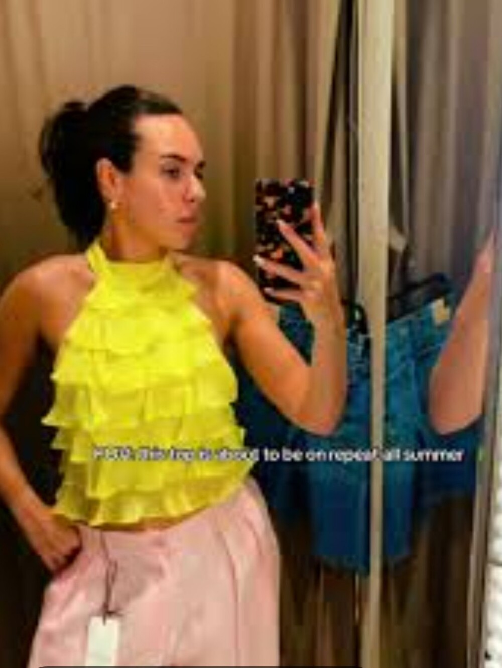Zara Yellow Chiffon Tiered Ruffle Halter Top NWT Size Small